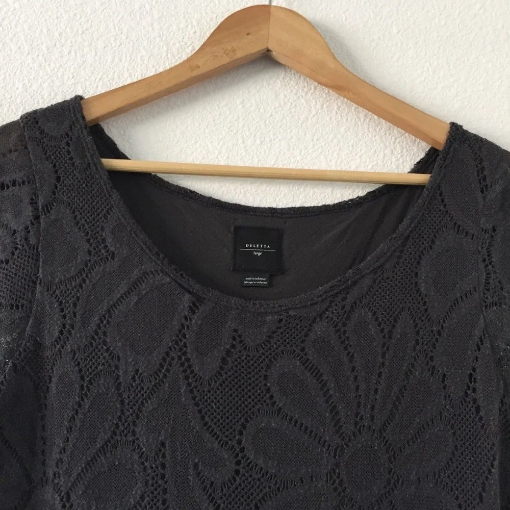 Anthropologie Gray Stretch Lace Skater Dress L - Picture 2 of 8